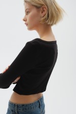 Ribbed Button-Front Top