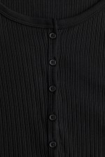 Ribbed Button-Front Top