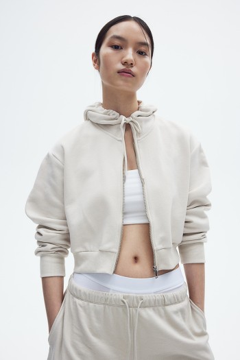 Short Hooded Sweatshirt Jacket